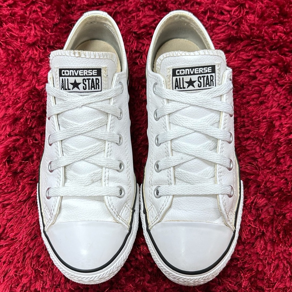 Converse Chuck Taylor All Stars White Leather Women’s 4.5 Junior 3 Low Top - Picture 3 of 5